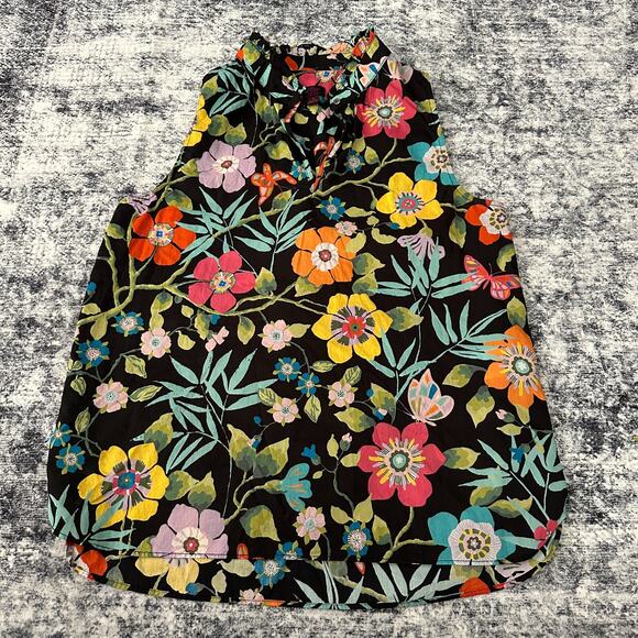 J.Crew Liberty Fabric Floral Sleeveless Blouse Tank Top Ruffle Collar Sz 4 - Picture 1 of 7